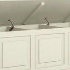 SIMPLIHOME Connaught Entryway Storage Bench - 51 inch Wide Solid Wood Storage Trunk Seat in Antique White, Traditional Bench for Entryway or Living Room with Lift-Up Lid and Decorative Moulding