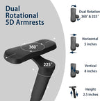 Ergonomic Office Chair with Footrest, 5D Adjustable Armrests, Comfy Swivel Rolling Mesh Computer Desk Chair with Lumbar Support, Adjustable Seat Depth, Wheels for Home, Gaming, S2 Elite Pro