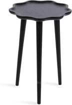 Kate and Laurel Alezar Modern Wooden Round Side Table, 15 x 15 x 22, Black, Solid Wood End Table with Wavy Edge for Bedroom Nightstand or Living Room Accent Table