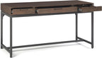 SIMPLIHOME Banting Desk - 60-Inch Wide Solid Hardwood and Metal Writing Desk in Walnut Brown, Modern Industrial Home Office Computer Table for Study with 2 Drawers and Flip-Down Keyboard Tray