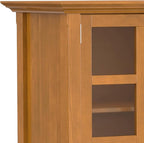SIMPLIHOME Acadian SOLID WOOD 62 inch Wide Transitional Wide Storage Cabinet in Light Golden Brown for the Living Room, Entryway and Family Room