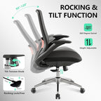 Ergonomic Office Chair, High-Back Mesh Executive Chair with Lumbar Support & 360° Adjustable Arms, Reclining Desk Chair with Tilt Lock for Home Office, Gaming, and Work, 300lb Capacity (Black)
