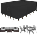 Easy-Going Rectangle Patio Furniture Cover Waterproof Outdoor Dining Table and Chair Cover Anti-UV Outside Sectional Sofa Set Covers (130"L x 84"W x 28"H, Black)