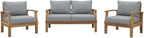 Modway EEI-1470-NAT-GRY-SET Marina Premium Grade A Teak Wood 3-Piece Outdoor Patio Furniture Set, Natural Gray