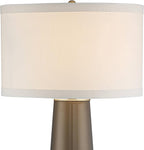 Possini Euro Design Karen Modern Table Lamp with Black Marble Riser 36" Tall Dark Gold Tapered Glass Off-White Fabric Drum Shade for Bedroom Living Family Room Bedside Nightstand House Home Office
