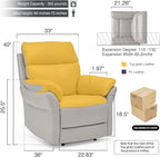 AIRSKY Genuine Leather Recliner Chair, Top Grain Leather, Italian Water-Washing Process, Living Room Chair with Lumbar Support,for Theater Seating, Bedroom. R1, Grey
