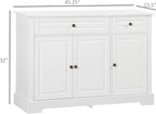 HOMCOM Sideboard Buffet Cabinet, Modern Accent Cabinet with 2 Drawers and Adjustable Shelves for Kitchen, Entryway, White