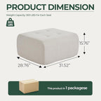 129.23”Modular Sectional Couch for Living Room, Modren L-Shape Cloud Sectional 4-Seater Sofa with 2 Movable Ottomans, Woven Texture Upholstery Boneless Couch, No Assembly, Beige