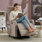 PELUMY Manual Lift Recliner Chair with Massage and Heat for Elderly, Single Motor Electric Lift Chair, Heavy Duty Recliner with USB Charging & Side Pockets (Chenille, Khaki)