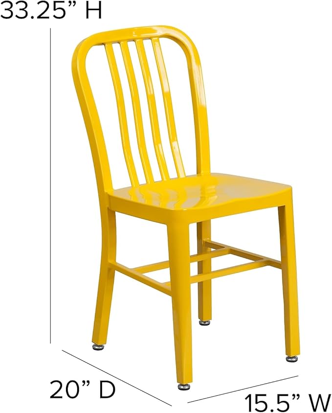 Flash Furniture Gael Commercial Grade 2 Pack Yellow Metal Indoor-Outdoor Chair