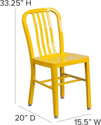 Flash Furniture Gael Commercial Grade 2 Pack Yellow Metal Indoor-Outdoor Chair