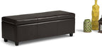 SIMPLIHOME Avalon 48 inch Wide Contemporary Rectangle Storage Ottoman Bench in Tanners Brown Vegan Faux Leather, Assembled, For the Living Room, Entryway and Family Room