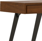 SIMPLIHOME Lowry Desk - 54-Inch Wide Solid Walnut Veneer and Metal Writing Desk, Modern Industrial Home Office Computer Table for Workspace with 2 Drawers and Flip-Down Keyboard Tray