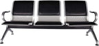 Kinsuite 3-Seat Waiting Room Bench - PU Leather Waiting Room Chairs with Arms & Non-Slip Foot Mats, Reception Chairs Guest Chair for Office Airport Bank Salon, Black