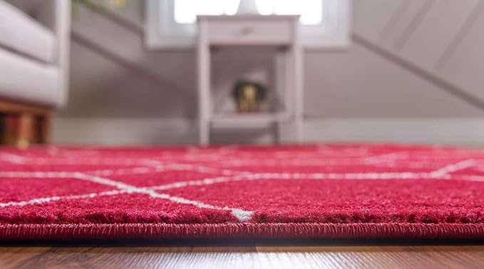 Unique Loom Trellis Frieze Collection Area Rug - Geometric (7' 1" x 10', Red/ Ivory)