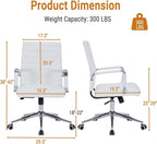 Sidanli Ergonomic Desk Chairs, Executive Swivel Faux Leather Mid Back Chair with Comfortable Lumbar Support and Smooth Rolling Wheels for Office, White
