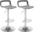 NOBPEINT Contemporary Chrome Air Lift Adjustable Swivel Bar Stool, Set of 2, Gray