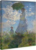 Wieco Art Woman with a Parasol Madame Monet and Her Son Canvas Prints Wall Art of Claude Monet Famous Classic Oil Paintings Reproduction Gallery Wrapped People Pictures