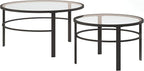 Henn&Hart Round Nested Coffee Table in Blackened Bronze, Coffee Table coffee tables for living room, studio apartment essentials, 36" Wide
