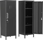 Tall Narrow Storage Cabinet 51.18" H Bathroom Cabinet Metal Pantry Cabinets, 3 Adjustable Shelves for Kitchen, Home Office, Living Room, Dinning Room (Black)