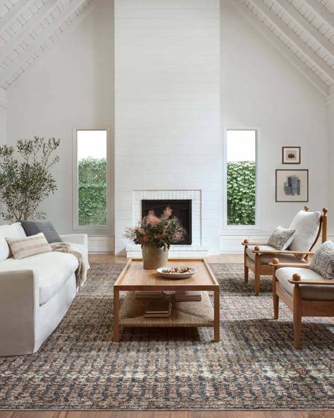 Loloi Amber Lewis Billie Collection BIL-02 Ocean/Brick 2'-6" x 12'-0", 0.19" Thick Runner Rug