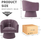 Swivel Accent Chair Set of 2, Upholstered Velvet 360° Swivel Barrel Chair for Living Room Overstuffed Bouncle Reading Chair Round Armchair for Bedroom,Vanity,Office (Purple)