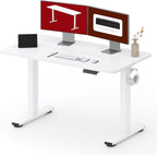 SANODESK Standing Desk Height Adjustable Electric Stand up Desk 48x24 Inches Sit Stand Home Office with Splice Board, White Frame/White Top