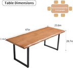Stylish Solid Wood Office Desk with Sturdy Metal Base - Durable Multi-Size Executive Computer & Dining Table - Perfect for Home Office & Work Environments (Brown, 47in)