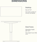 FLEXISPOT EN1 One-Piece Standing Desk, 60 x 24 Inches Height Adjustable Desk Electric Sit Stand Desk for Home Office (White Frame + Gray Wood Desktop, 2 Packages)