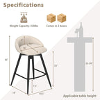 COSTWAY Bar Stools Set of 4, 25" Upholstered Counter Height 360° Swivel Bar Stools w/Backrest & Footrest, Heavy-Duty Metal Frame Armless Breakfast Chairs for Kitchen, Living Room (Set of 4,Beige)