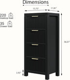 Modern Solid Wood Chest of Drawers, Multifunctional Large-Capacity Storage Drawer Cabinet, Dresser Organizer with Metal Handle, for Hallway, Entryway, Black