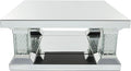 Deco 79 Wood Mirrored Coffee Table with Crystal Embellishments, 39" x 39" x 18", Silver