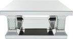 Deco 79 Wood Mirrored Coffee Table with Crystal Embellishments, 39" x 39" x 18", Silver