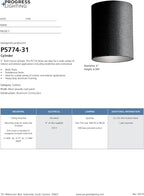Progress Lighting 5-Inch Cylinder Outdoor Ceiling Light, 1-Light Modern Flush Mount Ceiling Light Fixture, Interior and Exterior Lighting for Home or Porch, Aluminum Construction, Black (P5774-31)