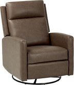 COLAMY Recliner Chair, PU Leather 360° Swivel Rocker Recliner, Nursery Glider Recliner with Ergonomic High Backrest and Upholstered Deep Seat for Living Room, Bedroom, Color Gray