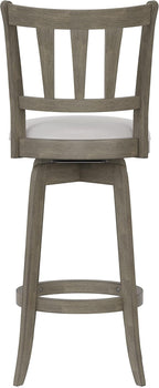 Hillsdale, Presque Isle Wood Bar Height Swivel Stool, 19"D x 17.5"W x 43.5"H, Aged Gray