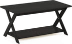 Furinno Modern Coffee Table, Rectangle Modern Coffee Table with X-Legs, Criss-Crossed Side Table, for Living Room, Bedroom, Home Office, Black Espresso