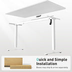 One-Piece Electric Standing Desk, 48 x 24 Inch Adjustable Height Sit to Stand Up Desk for Home Office, Work & Study, White Frame & White Desktop (2 Packages)