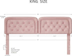 Tufted Upholstered Headboard King Size, Button Adjustable Height King Head Board Only, Sturdy and Durable Solid Wood with Nailhead Trim Headboards, Ideal for Bedroom, Dorm, Guest Room,Pink