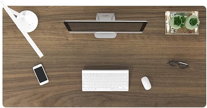 FLEXISPOT E6 3 Stages Dual Motor Electric Standing Desk 48x30 Inch Whole-Piece Board Height Adjustable Electric Sit Stand Desk（White Frame + Brown Wood Grain Desktop, 2 Packages）