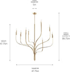 KICHLER Livadia 8-Light Chandelier, Soft Modern-Light in Champagne Bronze, for Foyer, Great Room, or Vaulted Dining or Bedroom (47.75" x 47.75"), 52675CPZ