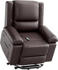 PU Leather Electric Power Lift Chair, Recliner Massage Chair with Remote Control and Side Pocket for Elderly, Power Lift Recliner Sofa with Heat and Massage for Living Room, Bedroom, Brown