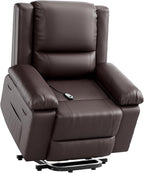 PU Leather Electric Power Lift Chair, Recliner Massage Chair with Remote Control and Side Pocket for Elderly, Power Lift Recliner Sofa with Heat and Massage for Living Room, Bedroom, Brown