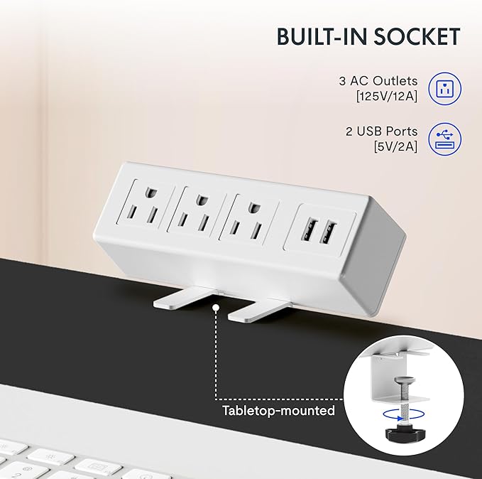 FLEXISPOT EN2 Whole-Piece Standing Desk with Clamp Power Strip, 55 x 28 Electric Stand Up Height Adjustable Desk with Cable Management (White Frame + 55" Gray Wood Grain Top,2 Packages)