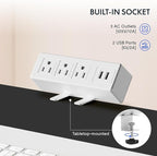 FLEXISPOT EN2 Whole-Piece Standing Desk with Clamp Power Strip, 55 x 28 Electric Stand Up Height Adjustable Desk with Cable Management (White Frame + 55" Rustic Brown Desktop, 2 Packages)