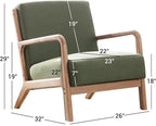 ANJ ANJHOME Mid Century Modern Accent Chair, Comfy Fabric Reading Chair with Solid Wood Frame, Easy Assembly Armchair for Living Room Blackish Green