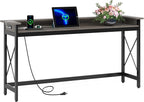 Tribesigns Sofa Table with Outlets and USB Ports, 70.9 inch Extra Long Console Table Behind Couch with Charging Station, Industrial Narrow Entryway Hallway Accent Table for Living Room
