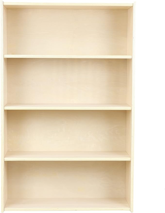 Classic Birch Book Shelf, Wooden Wall Organizer for Books, Toys, Office, and Kids Supplies, Natural (4 Tier - 48")
