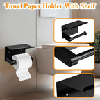 Matte Black 16-Piece Bathroom Hardware Set Stainless Steel, 24in and 16in Towel Bars Set Wall Mounted Bathroom Accessories