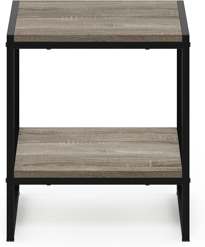 Furinno FM19122GYW Camnus Modern Living 2-Tier End Table, French Oak Grey, 15.9 in x 15.75 in x 18 in